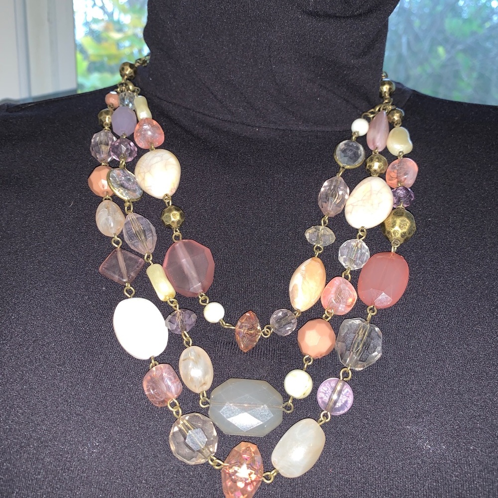 Vintage stamped stone/bead necklace